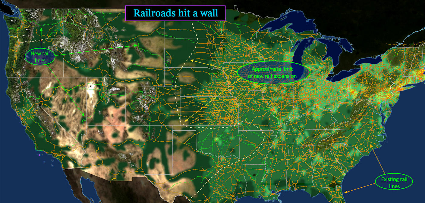 Railroad boom ends, 1910 map